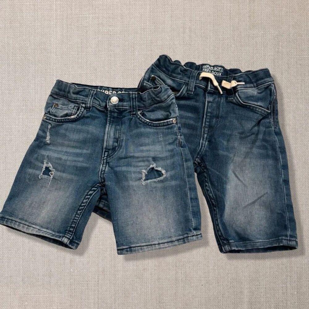 H&M Boys Size 4-5Y Super Stretch Denim Shorts Lot Slim Distressed Jean